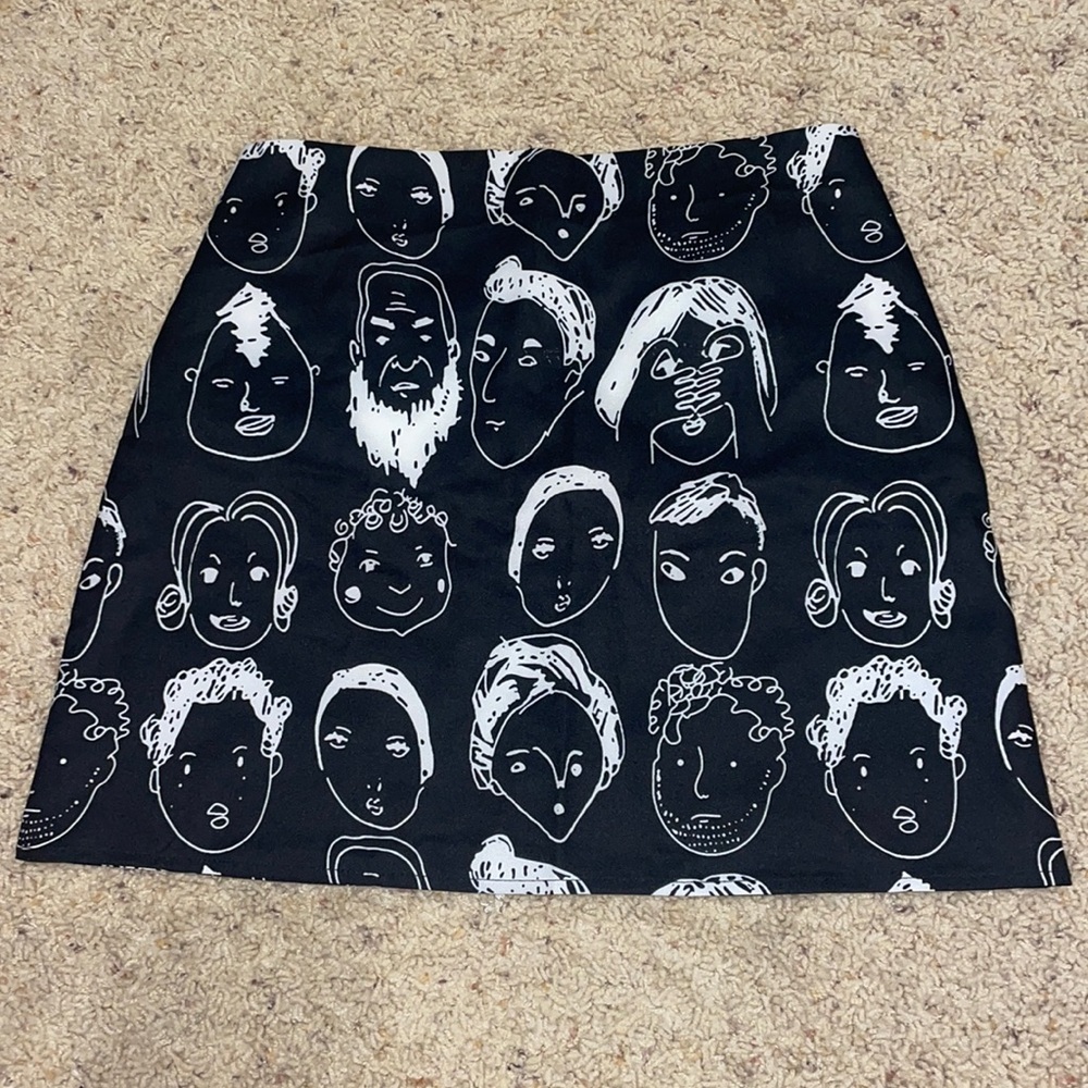 SHEKOU Face Print art mini skirt